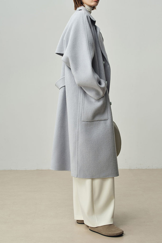 Minimalist Double-Breasted Wool-Cashmere Coat  Fibflx