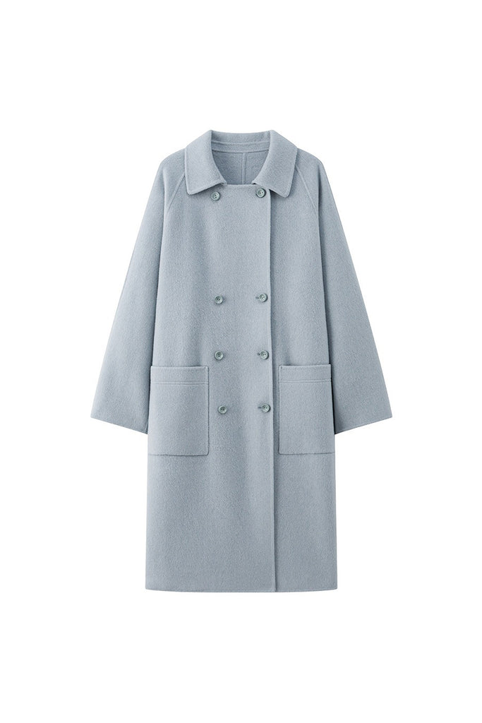 Minimalist Double-Breasted Wool-Cashmere Coat  Fibflx