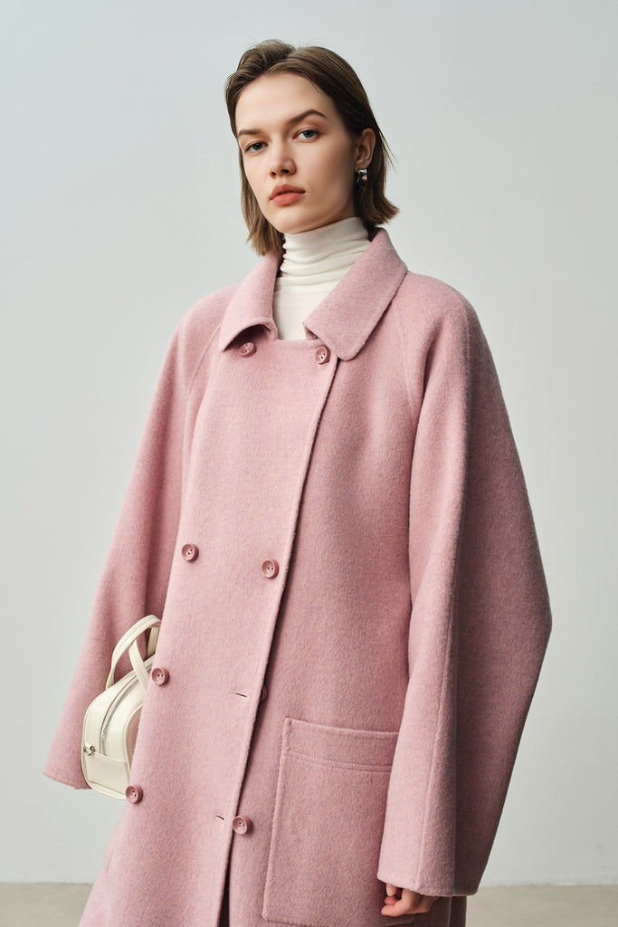 Minimalist Double-Breasted Wool-Cashmere Coat  Fibflx