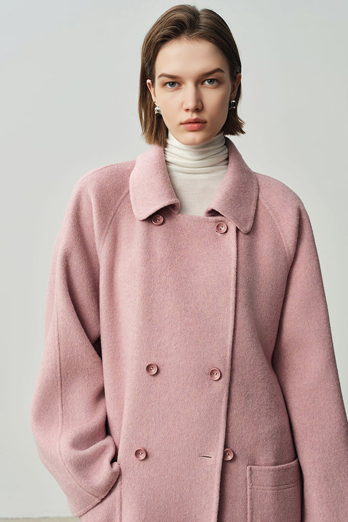 Minimalist Double-Breasted Wool-Cashmere Coat  Fibflx