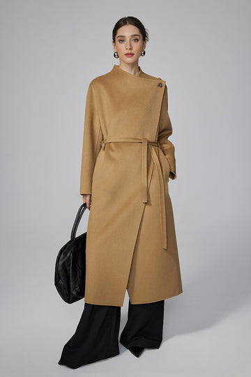 Fibflx Women's Minimalist Row Style Double Faced Wool Cashmere Coat