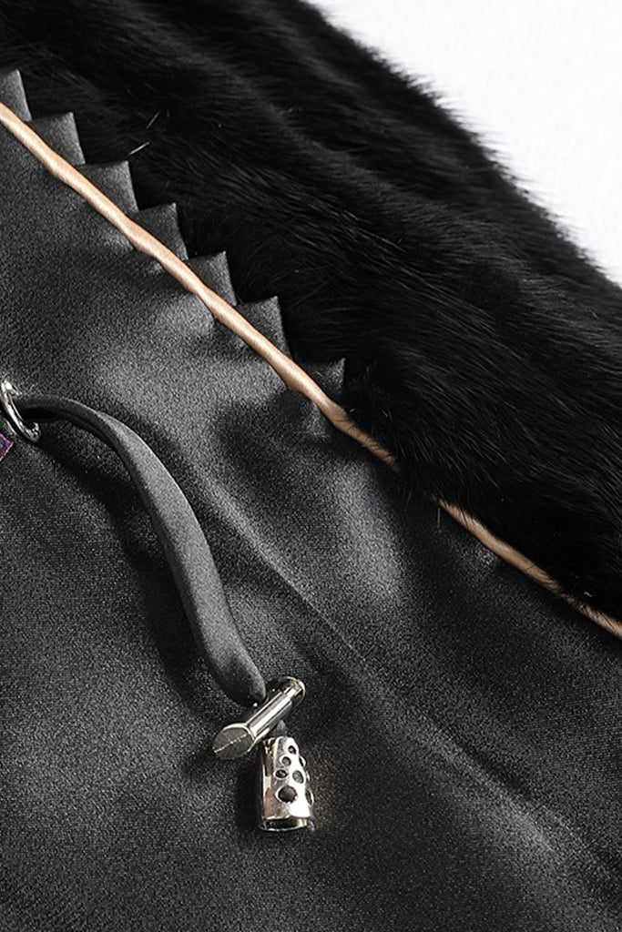 Mink Fur Collarless Jacket in Black  Fibflx