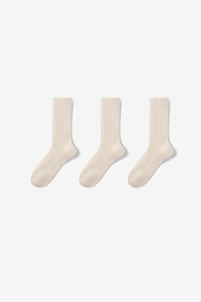 Fibflx Women's Neutral Solid Crew Sock Set_3-Pack