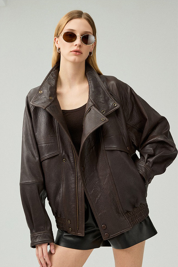 New Zealand Lambskin Leather Bomber Blouson Jacket  Fibflx
