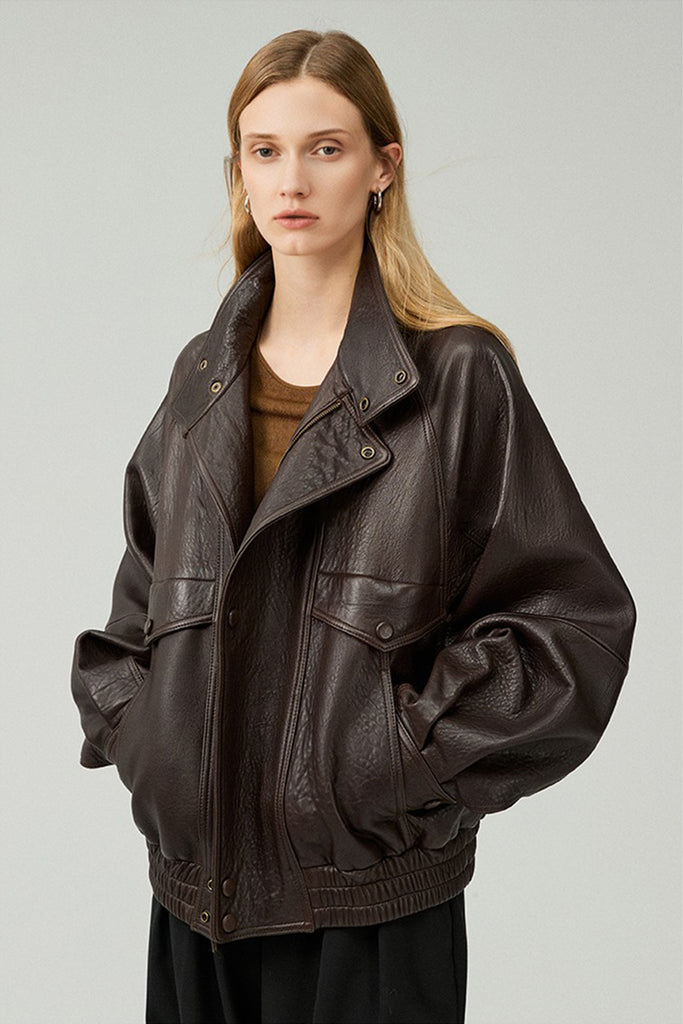 New Zealand Lambskin Leather Bomber Blouson Jacket  Fibflx