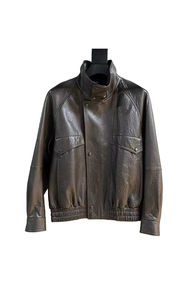 New Zealand Lambskin Leather Bomber Blouson Jacket  Fibflx
