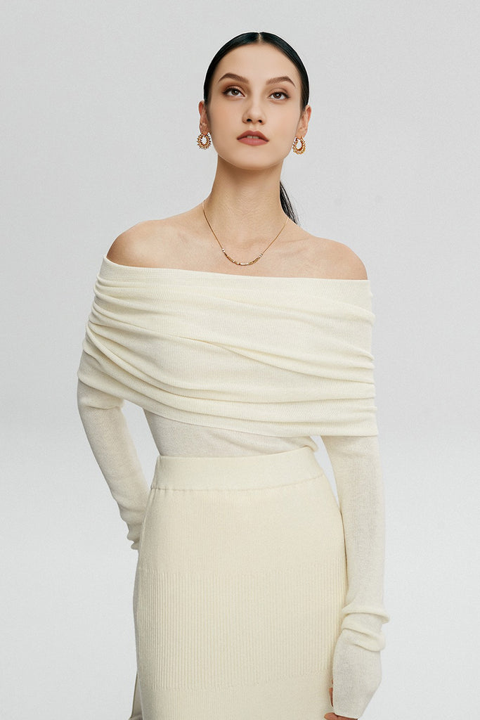 Off The Shoulder Wool Base Layer Sweater  Fibflx