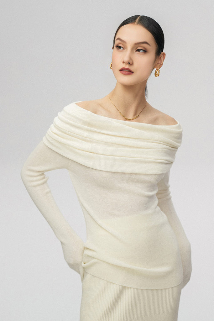 Off The Shoulder Wool Base Layer Sweater  Fibflx
