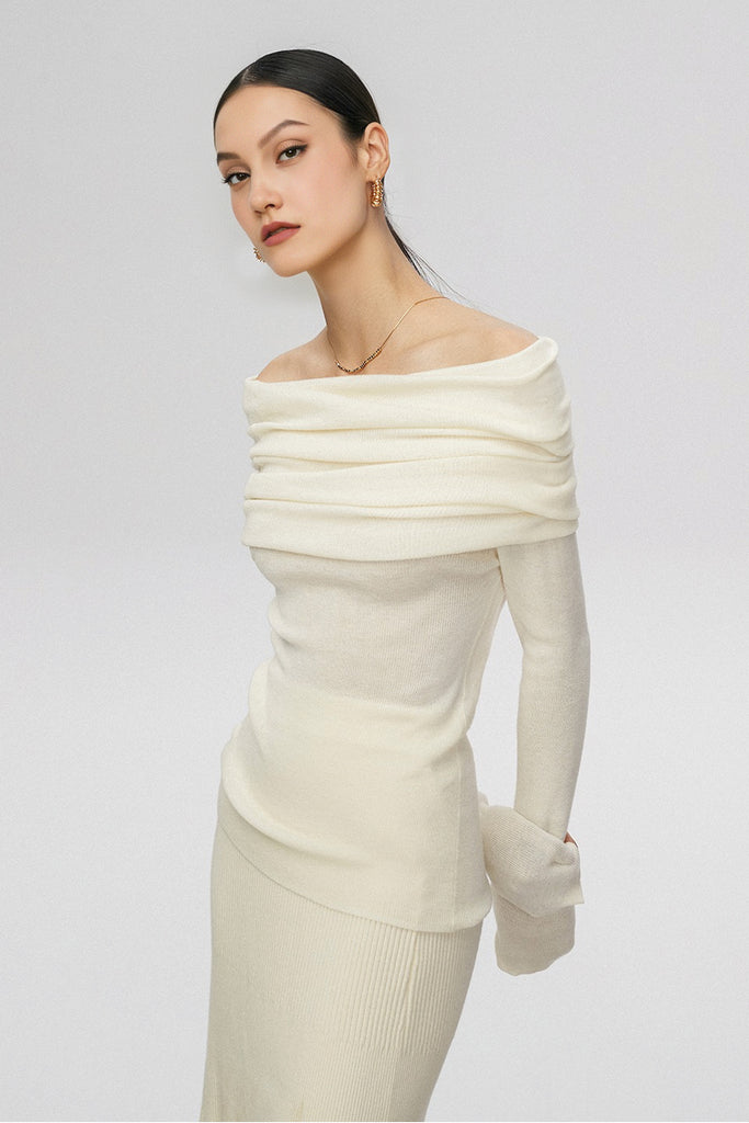 Off The Shoulder Wool Base Layer Sweater  Fibflx
