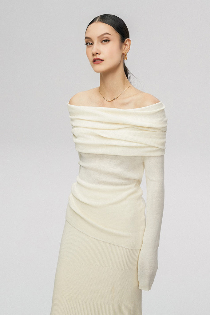 Off The Shoulder Wool Base Layer Sweater  Fibflx