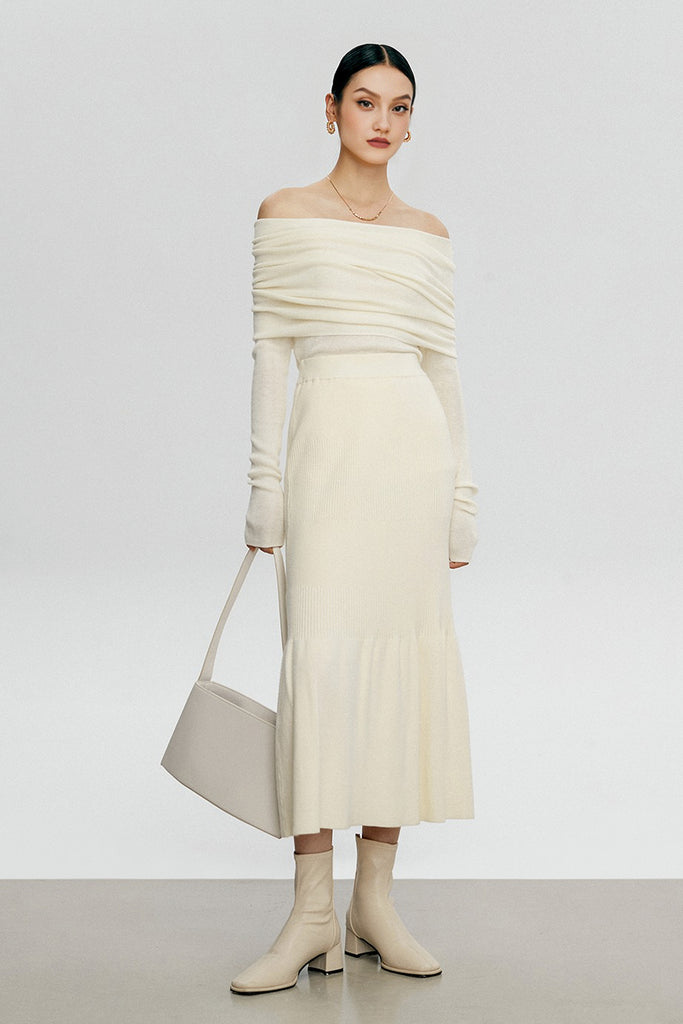 Off The Shoulder Wool Base Layer Sweater  Fibflx