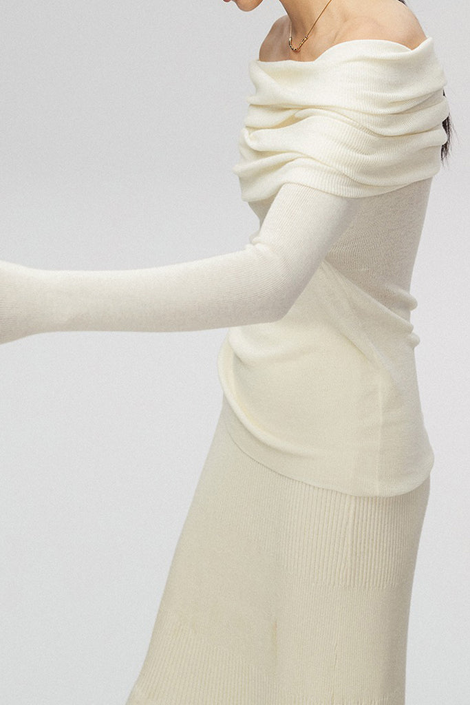 Off The Shoulder Wool Base Layer Sweater  Fibflx