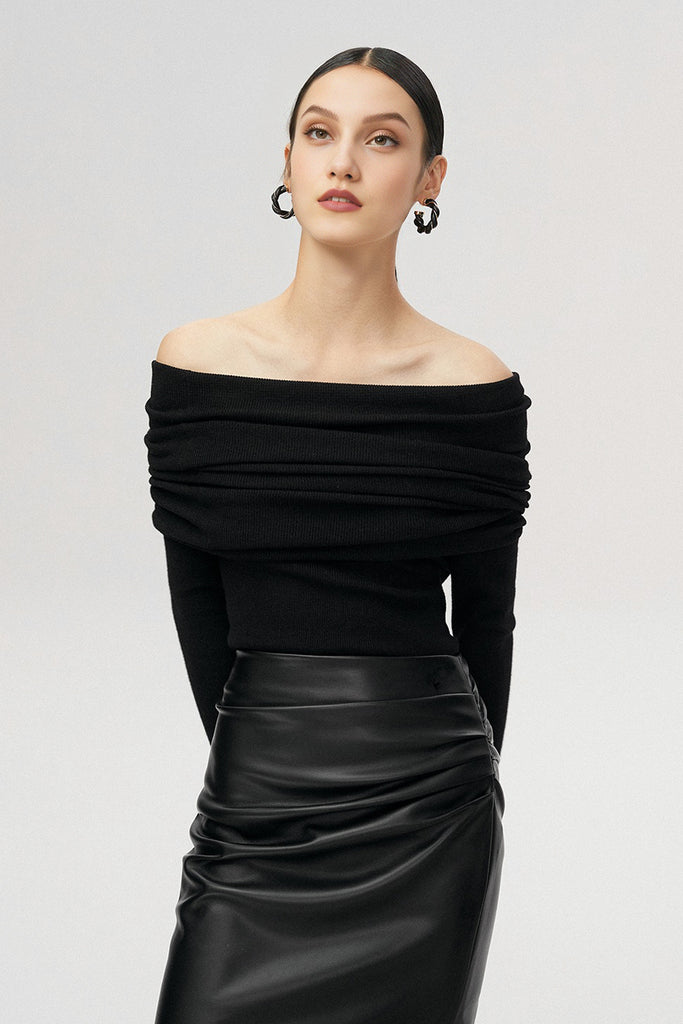 Off The Shoulder Wool Base Layer Sweater  Fibflx