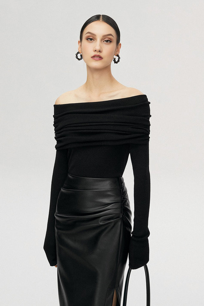 Off The Shoulder Wool Base Layer Sweater  Fibflx
