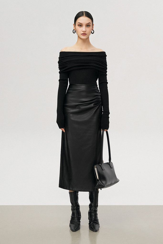 Off The Shoulder Wool Base Layer Sweater  Fibflx