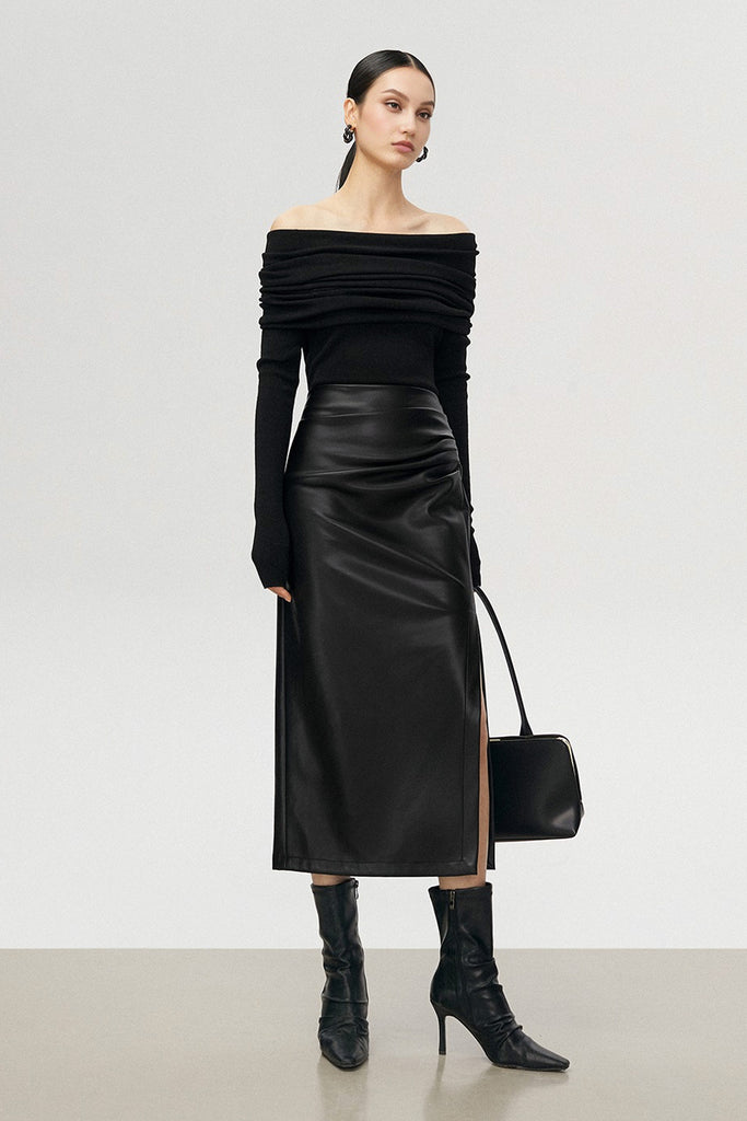 Off The Shoulder Wool Base Layer Sweater  Fibflx