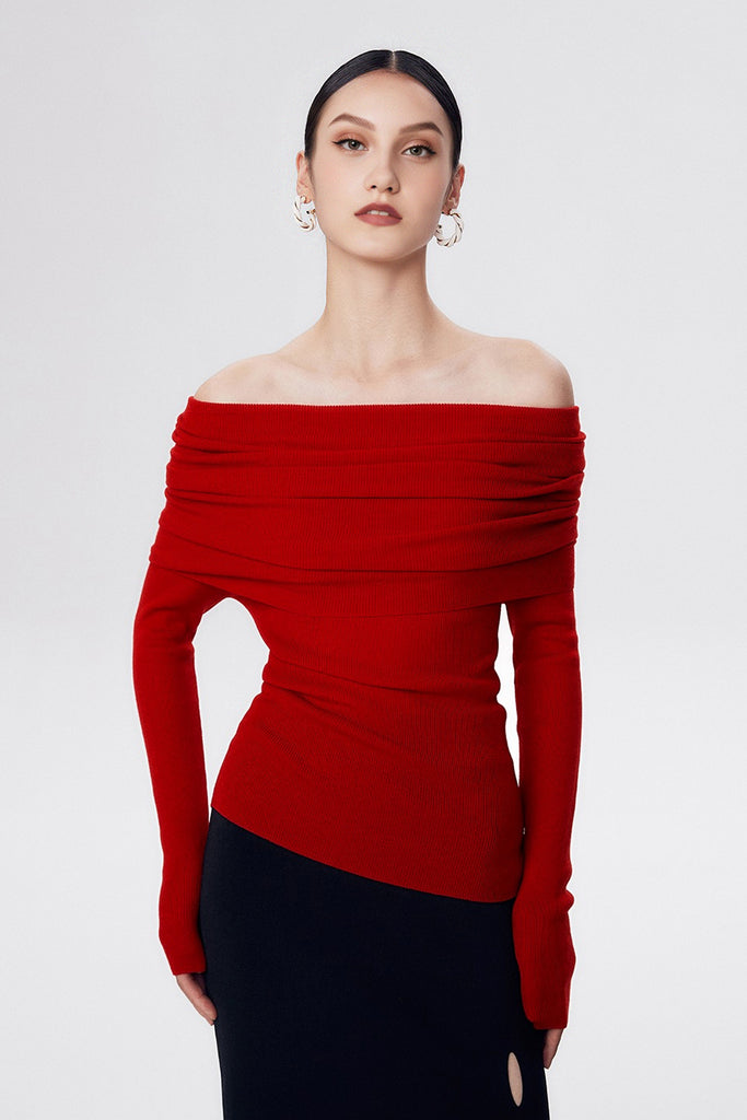 Off The Shoulder Wool Base Layer Sweater  Fibflx