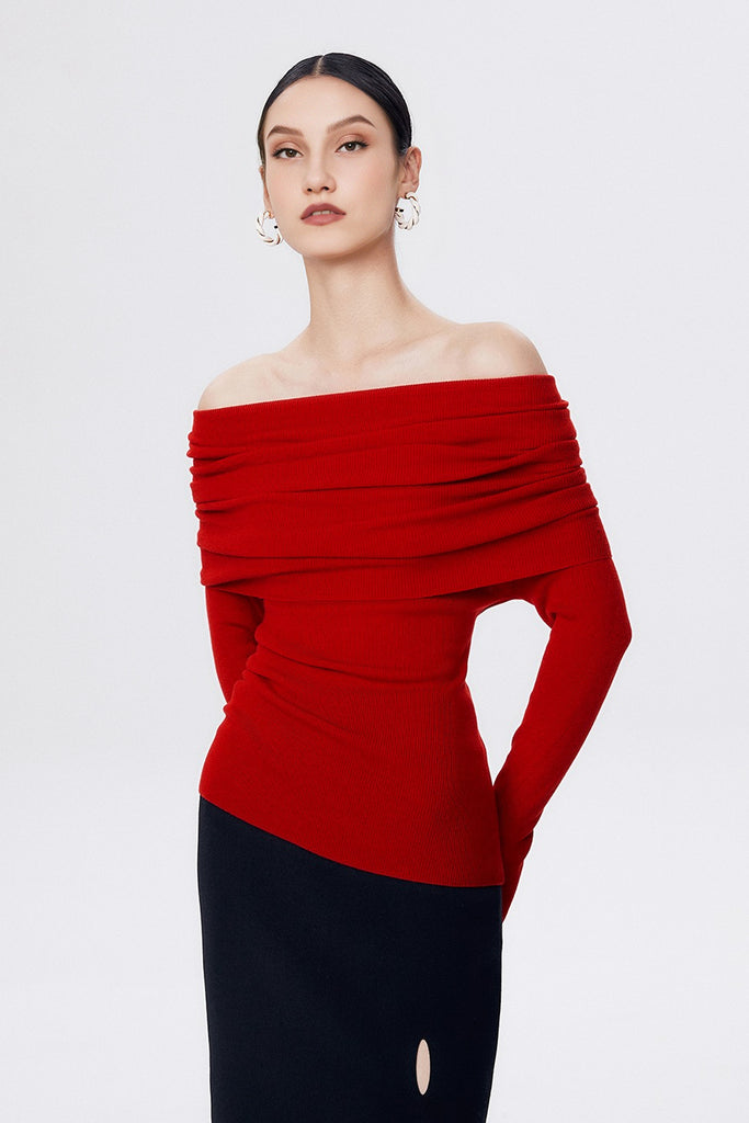Off The Shoulder Wool Base Layer Sweater  Fibflx
