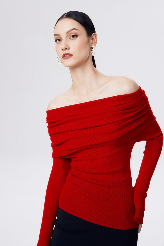 Off The Shoulder Wool Base Layer Sweater  Fibflx