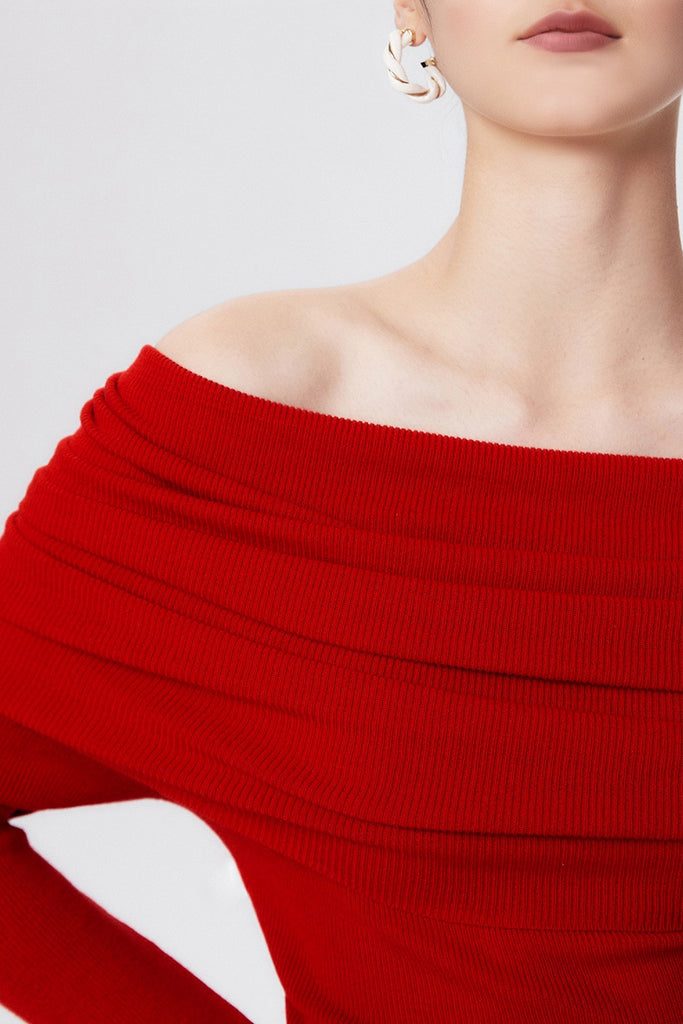 Off The Shoulder Wool Base Layer Sweater  Fibflx