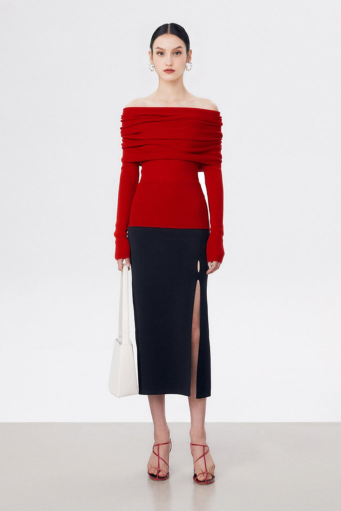 Off The Shoulder Wool Base Layer Sweater  Fibflx