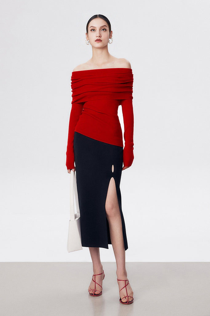 Off The Shoulder Wool Base Layer Sweater  Fibflx