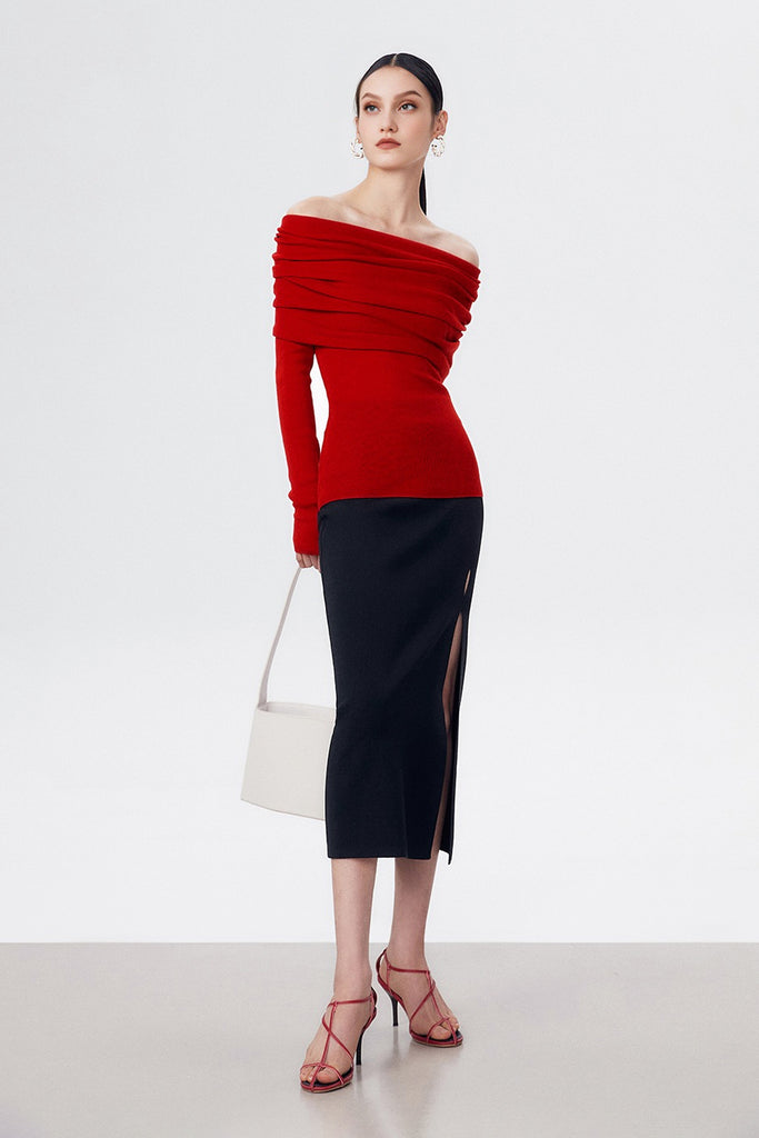 Off The Shoulder Wool Base Layer Sweater  Fibflx