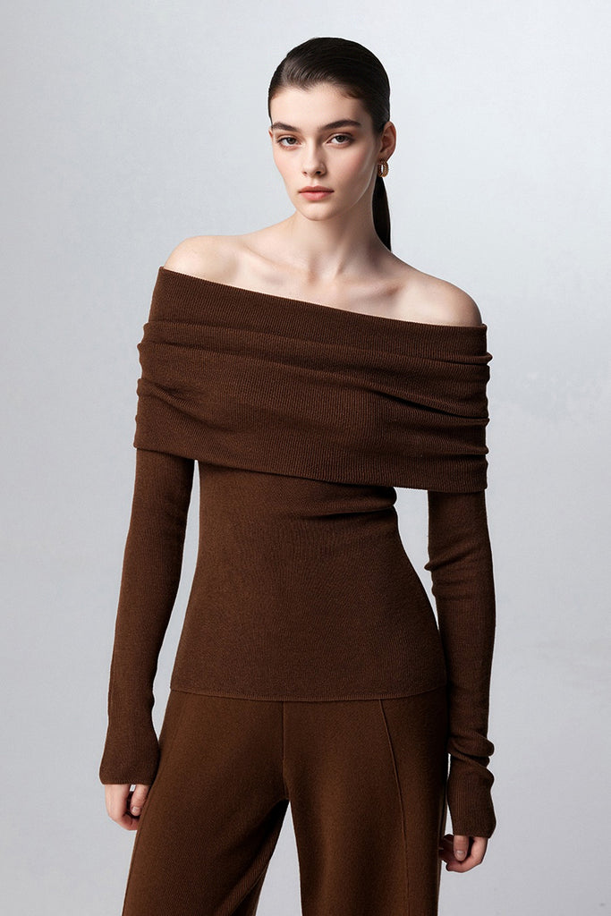 Off The Shoulder Wool Base Layer Sweater  Fibflx