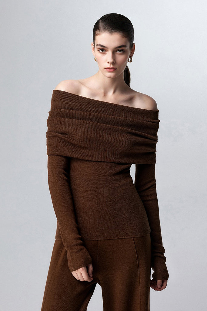 Off The Shoulder Wool Base Layer Sweater  Fibflx