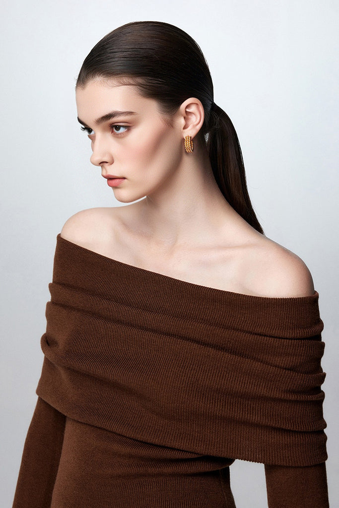 Off The Shoulder Wool Base Layer Sweater  Fibflx