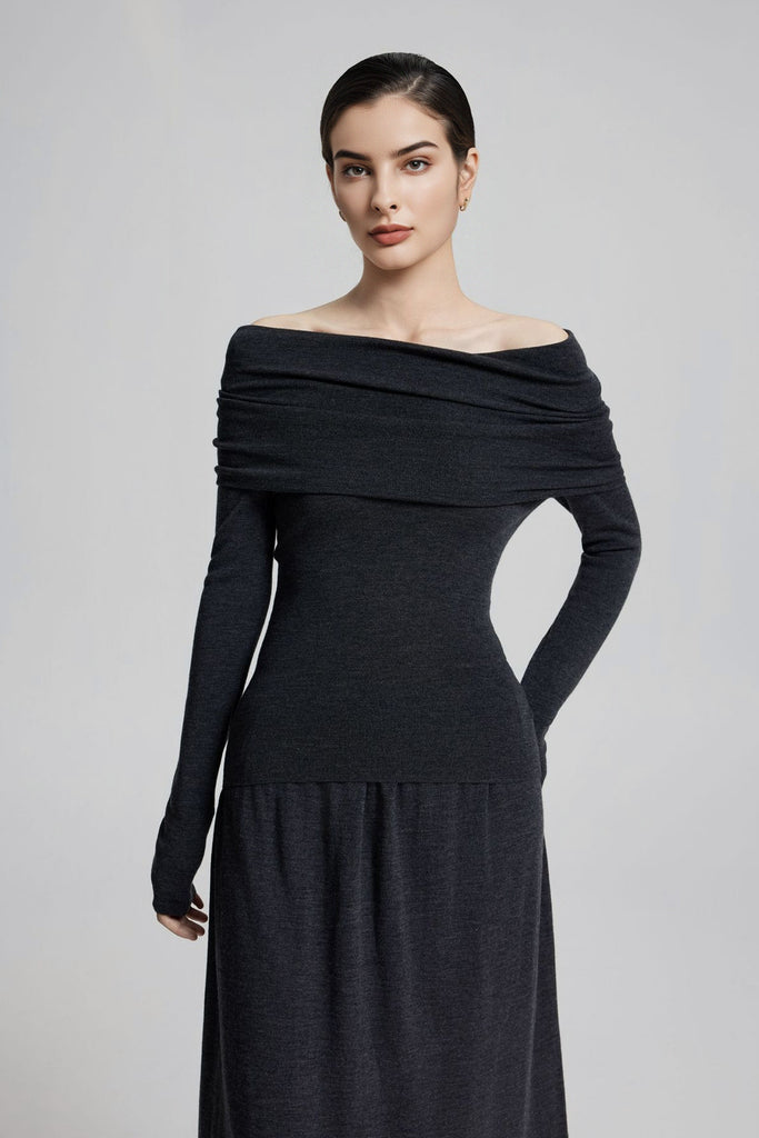 Off The Shoulder Wool Base Layer Sweater  Fibflx