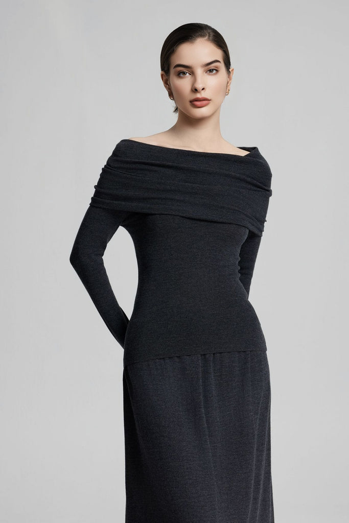 Off The Shoulder Wool Base Layer Sweater  Fibflx