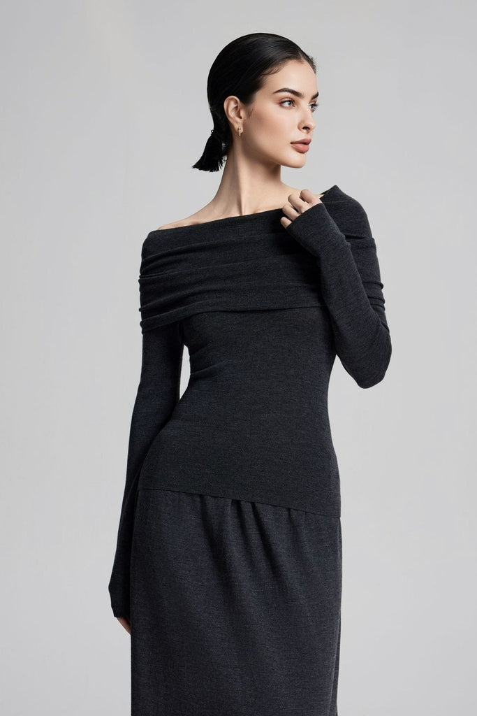 Off The Shoulder Wool Base Layer Sweater  Fibflx