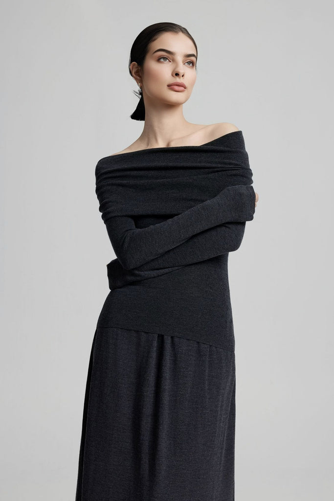 Off The Shoulder Wool Base Layer Sweater  Fibflx