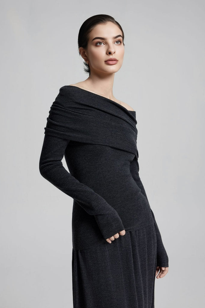 Off The Shoulder Wool Base Layer Sweater  Fibflx