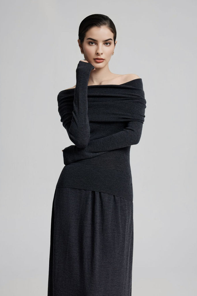 Off The Shoulder Wool Base Layer Sweater  Fibflx