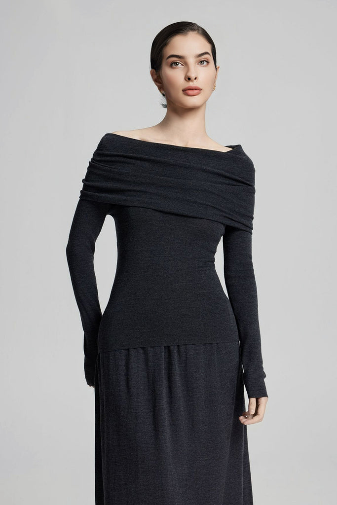 Off The Shoulder Wool Base Layer Sweater  Fibflx