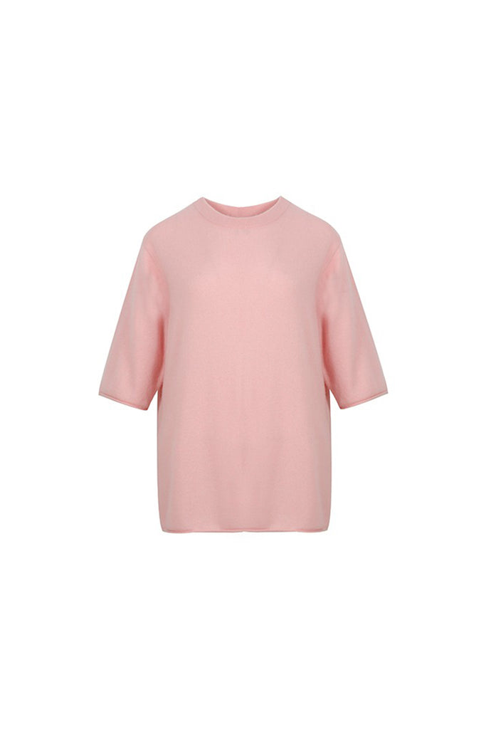 Oversized Cashmere 3/4 Sleeve Sweater T-Shirt  Fibflx