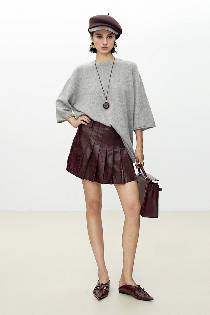 Oversized Cashmere 3/4 Sleeve Sweater T-Shirt  Fibflx