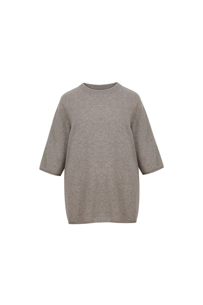Oversized Cashmere 3/4 Sleeve Sweater T-Shirt  Fibflx