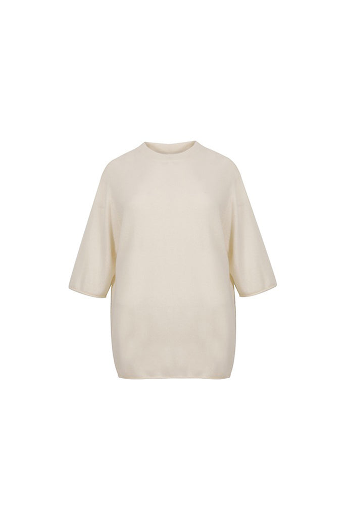 Oversized Cashmere 3/4 Sleeve Sweater T-Shirt  Fibflx
