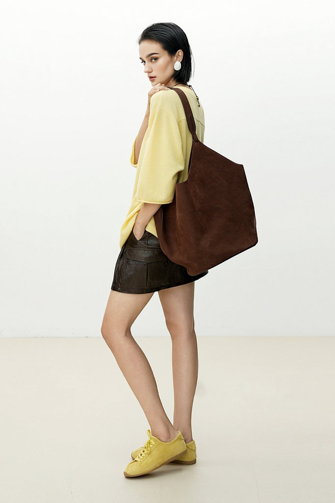 Oversized Cashmere 3/4 Sleeve Sweater T-Shirt  Fibflx