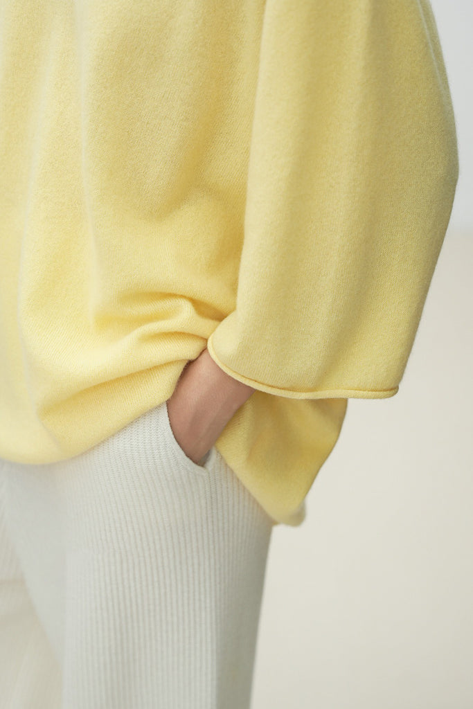 Oversized Cashmere 3/4 Sleeve Sweater T-Shirt  Fibflx