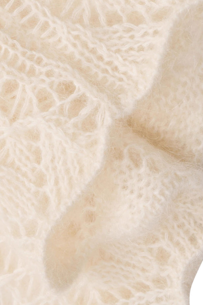 Oversized Cashmere-Silk Open Knit Crewneck Sweater  Fibflx