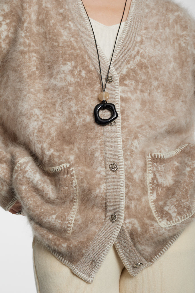 Oversized Chunky Brushed Cashmere V-Neck Cardigan  Fibflx