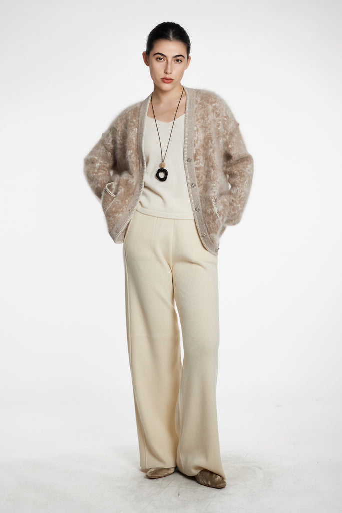 Oversized Chunky Brushed Cashmere V-Neck Cardigan  Fibflx