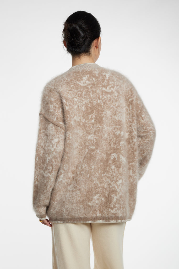 Oversized Chunky Brushed Cashmere V-Neck Cardigan  Fibflx