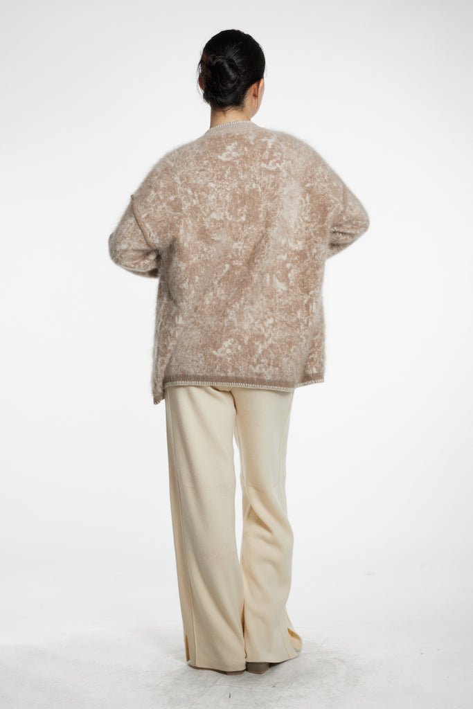 Oversized Chunky Brushed Cashmere V-Neck Cardigan  Fibflx