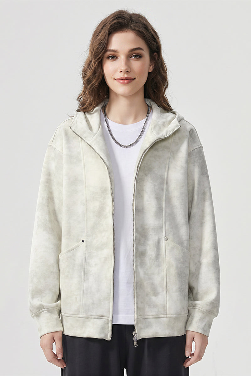 Fibflx Women's Oversized Double Zipper Funnel Neck Hoodie | Full