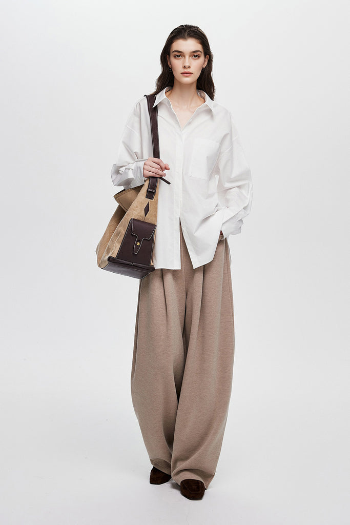 Oversized Fine Cotton Poplin Button-Up Shirt  Fibflx